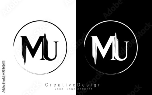 MU letter logo design template vector