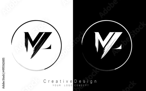 MZ letter logo design template vector photo