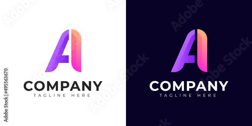 Monogram a and aa initial letter logo design. Modern letter a and aa colorful vector logo template. photo