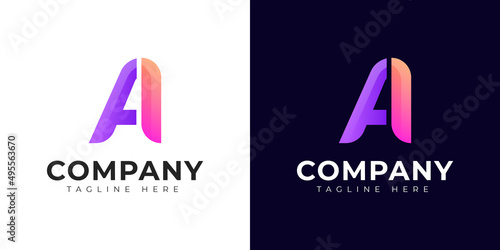 Monogram a and aa initial letter logo design. Modern letter a and aa colorful vector logo template.