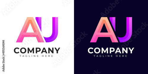 Monogram a au and ua initial letter logo design. Modern letter au and ua colorful vector logo template.