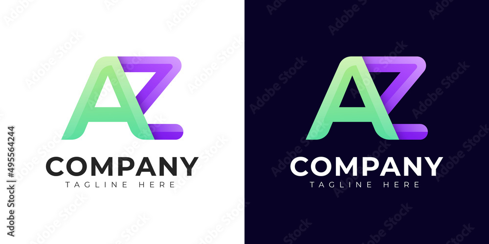 Monogram a az and za initial letter logo design. Modern letter az and za colorful vector logo template. - obrazy, fototapety, plakaty 