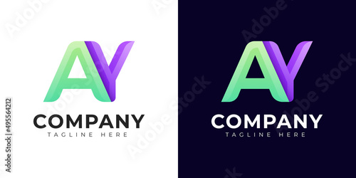Monogram a ay and ya initial letter logo design. Modern letter ay and ya colorful vector logo template.