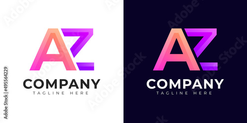 Monogram a az and za initial letter logo design. Modern letter az and za colorful vector logo template.