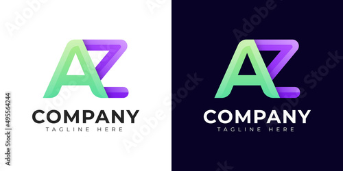 Monogram a az and za initial letter logo design. Modern letter az and za colorful vector logo template.