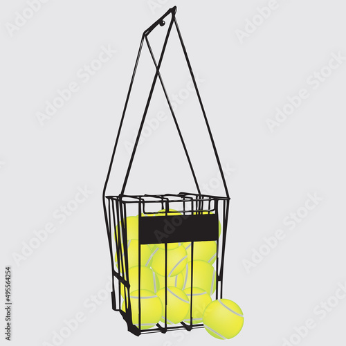 Steel bin for carrying tennis balls