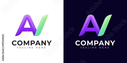 Monogram a an and na initial letter logo design. Modern letter an and ma colorful vector logo template. photo