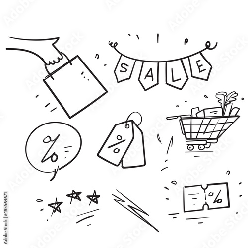 hand drawn doodle discount sale illustration vector icon isolated