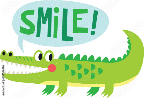 Crocodile vector art, smile crocodile clip art