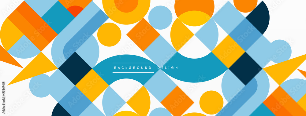 Minimal geometric abstract background. Circle square and triangle design. Trendy techno business template for wallpaper, banner, background or landing