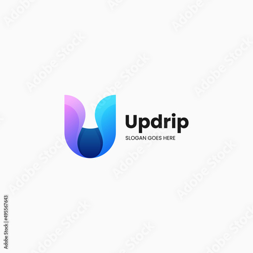 Vector Logo Illustration Letter U Gradient Colorful Style.