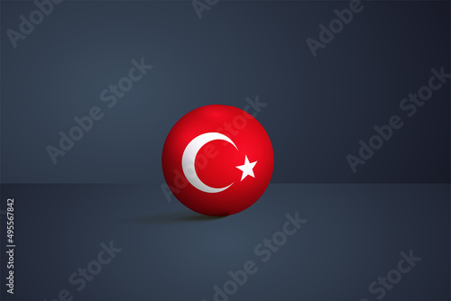 turkey round flag 3D render vector buttons shape, turkey circle flag vector
