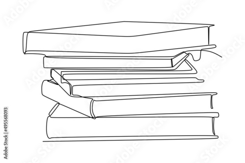 Continuous one line drawing of a stack of books. Vector illustration for education supplies back to school theme or concept