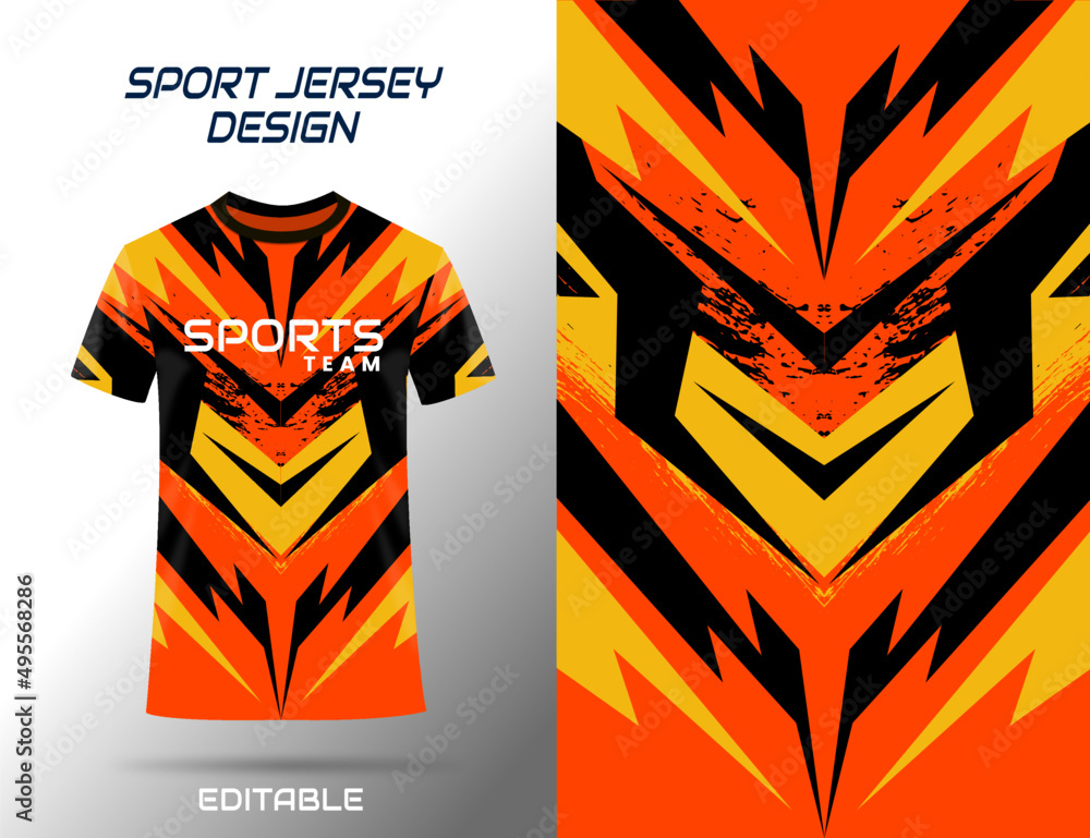 Orange- black t-shirt sport design template for soccer jersey