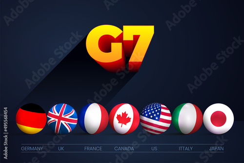 g7 summit member flag, G7 summit 3D round circle flags vector buttons photo