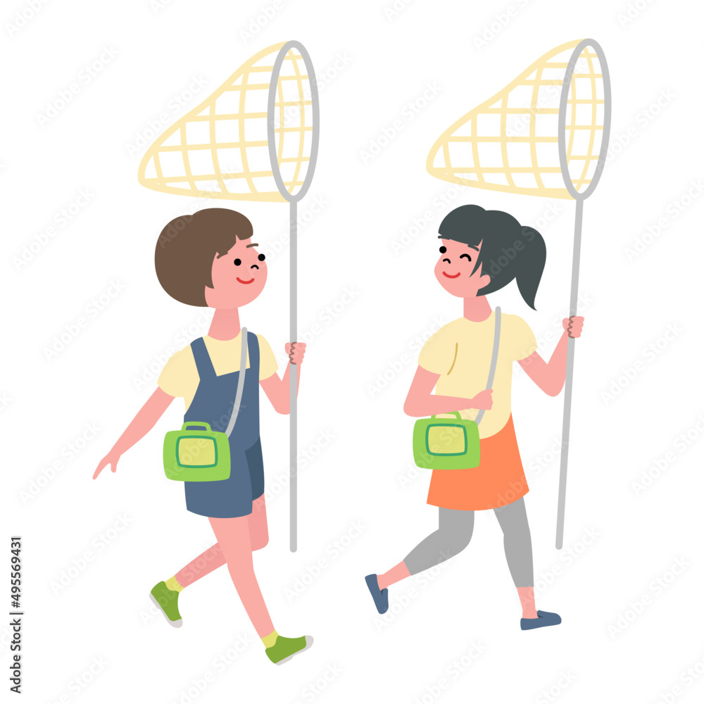 虫取りをする子供たちのイラスト Stock Vector Adobe Stock 虫取りをする子供たちのイラスト Stock Vector Adobe Stock