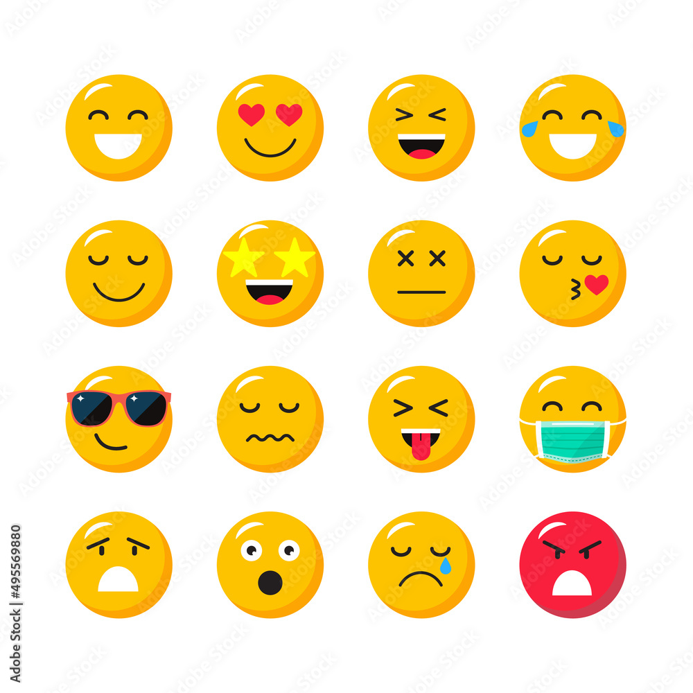 Set of cartoon emoticons. Yellow faces expressing emotion Set of cartoon emoticons. Yellow faces expressing emotion