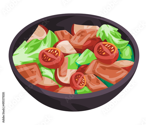 Fattoush arab midde east salad food healthy traditional lebanon fresh illustration