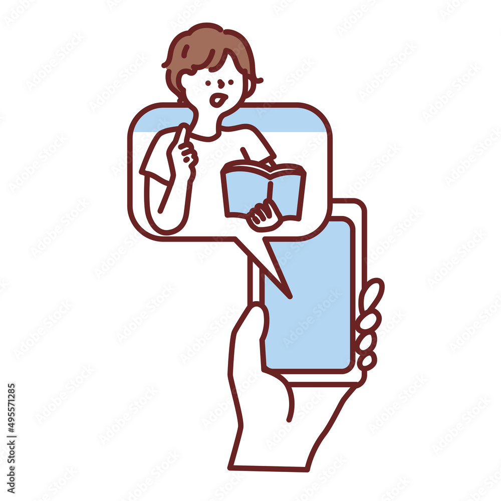 スマートフォンを持った人のイラスト(スマホ、SNS、キャッシュレス、リラックス、お得な情報) Illustration of a man holding a smartphone.Smartphones, SNS, cashless, relaxing. スマートフォンを持った人のイラスト(スマホ、SNS、キャッシュレス、リラックス、お得な情報) Illustration of a man holding a smartphone.Smartphones, SNS, cashless, relaxing.