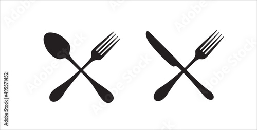 fork spoon sknife logo crossed vector