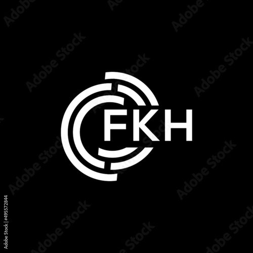 FKH letter logo design on Black background. FKH creative initials letter logo concept. FKH letter design.  photo