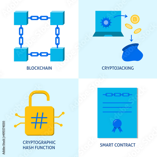 Crypto and blockchain icon set