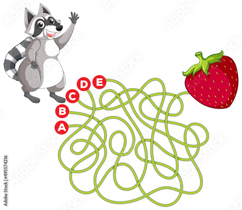 Game design with raccoon and strawberry