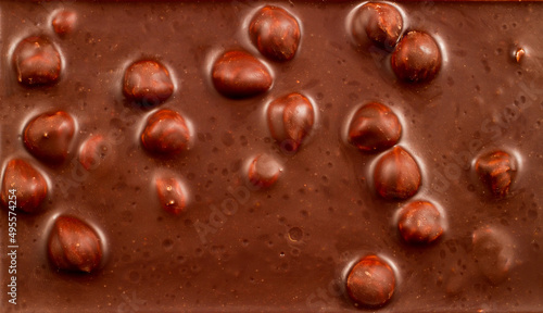 Chocolate with large hazelnuts.