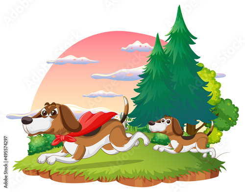 Domestic animals at park scene