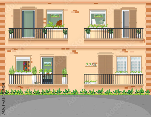Apartment building with windows
