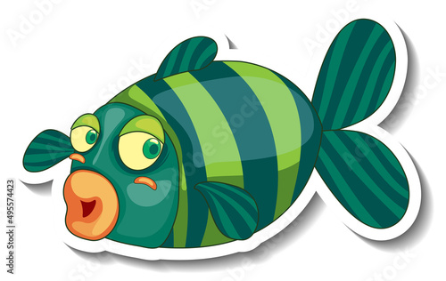 Cute fish sea animal cartoon sticker