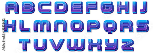 A set of English alphabet space font on white background