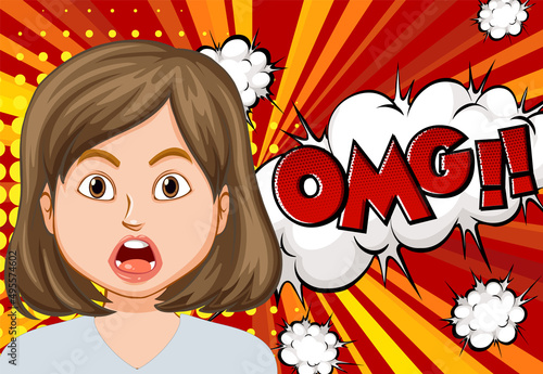 Abbreviation and facial expression retro comic banner design
