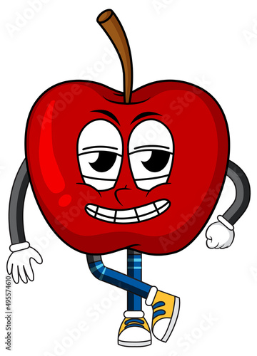 Red apple with arms and legs