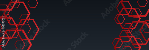 abstract technology gradient background. black red banner. Vector illustration with text space.