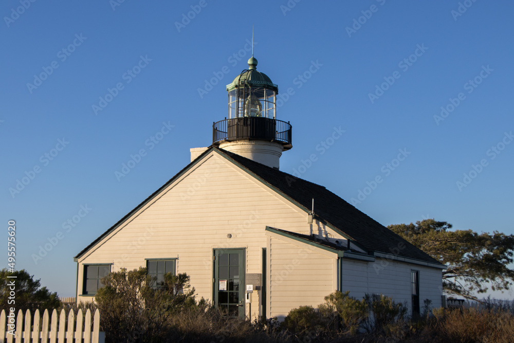Old Point Loma Lighthouse sits on a steep hill overlooking the Pacific, all of San Diego Bay and Downtown San Diego