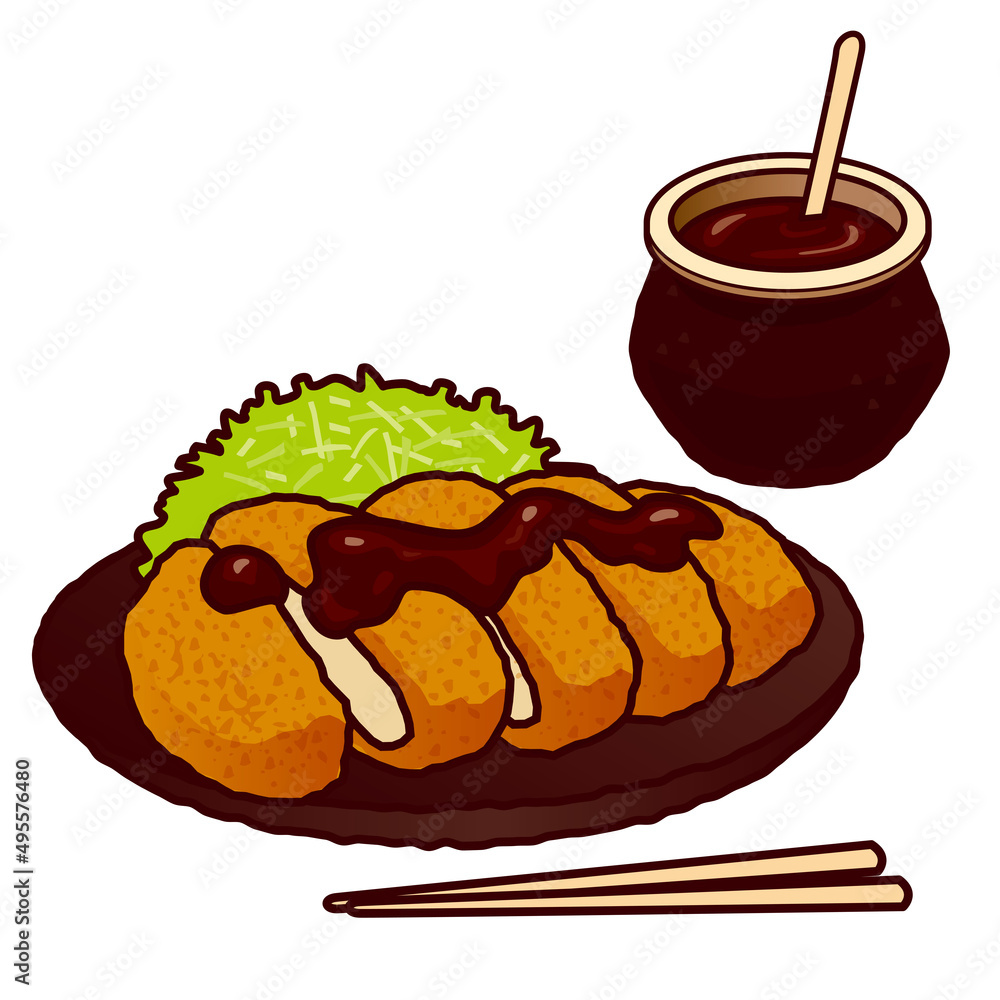トンカツのイラスト 料理 日本食 とんかつ 揚げ物 カツ Illustration Of Pork Cutlet Food Japanese Food Fried Food Cutlet Stock Vektorgrafik Adobe Stock