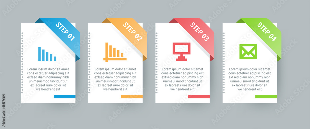 Business infographic concept with 4 options parts steps processes