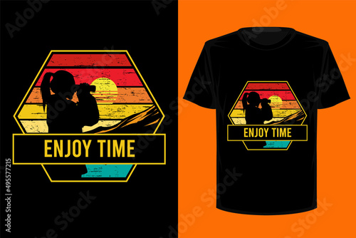 Enjoy time retro vintage t shirt design