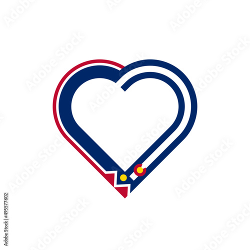 heart ribbon icon of denver and colorado flags. vector illustration isolated on white background