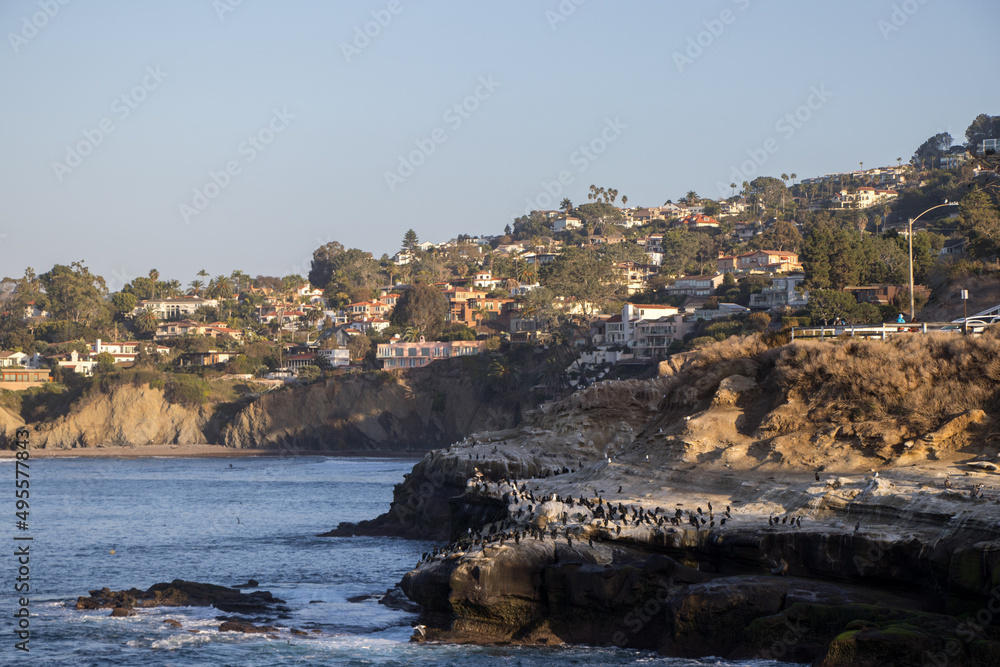 Enjoying a walk along the rocky coast of La Jolla, just north of San Diego