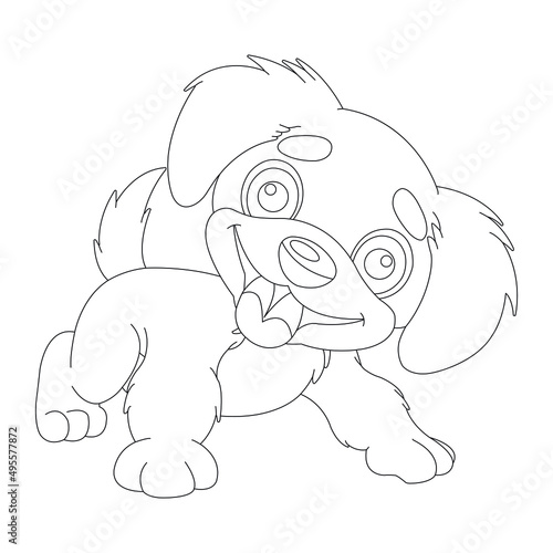 Cute puppy dog outline coloring page for kids animal coloring page cartoon vector illustration 