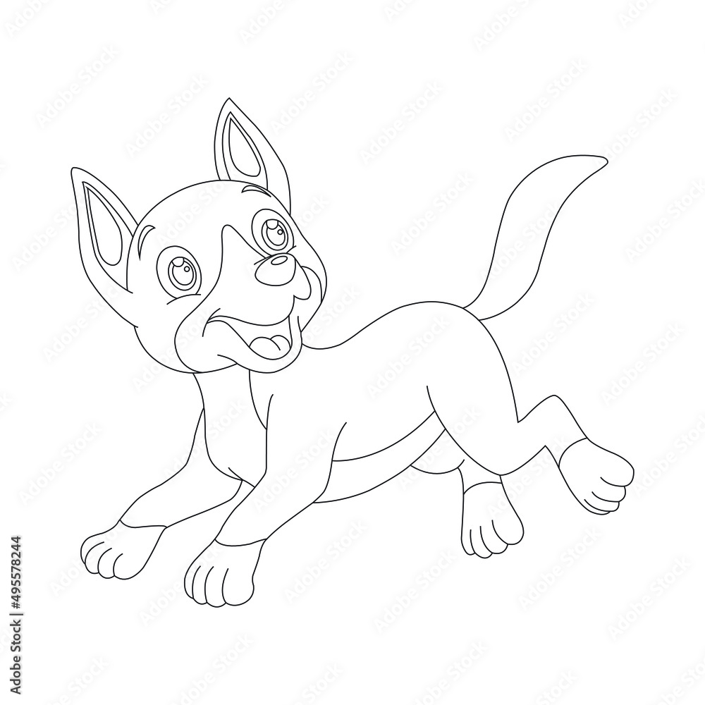 Obraz premium Cute puppy dog outline coloring page for kids animal coloring page cartoon vector illustration 