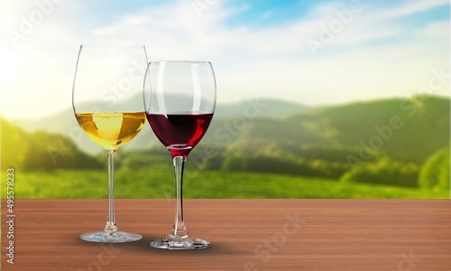 Wallpaper Mural Wine, tasting of red and rose dry wines on winery with view on vineyards and south slopes Torontodigital.ca