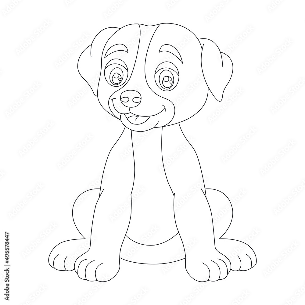 Cute puppy dog outline coloring page for kids animal coloring page ...