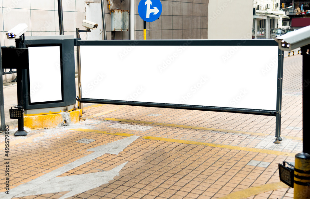 Naklejka premium Empty billboard on the parking area entrance