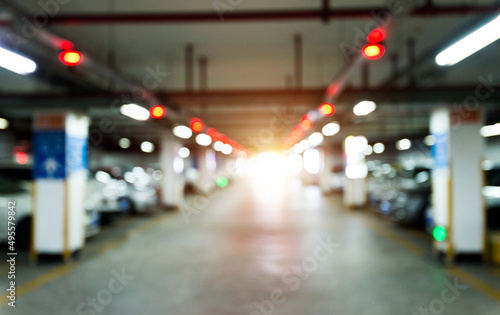 Blured of many cars in parking garage © xy