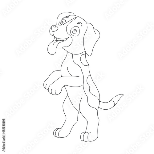 Cute puppy dog outline coloring page for kids animal coloring page cartoon vector illustration 