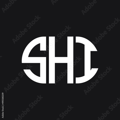 SHI letter logo design on Black background. SHI creative initials letter logo concept. SHI letter design. 