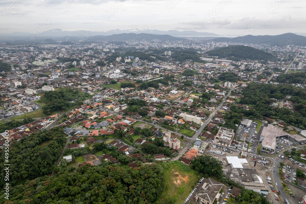 Aerial view of Joinville city, Santa Catarina, Brazil.
